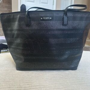 Kate Spade Black and Gray Striped Shoulder Bag